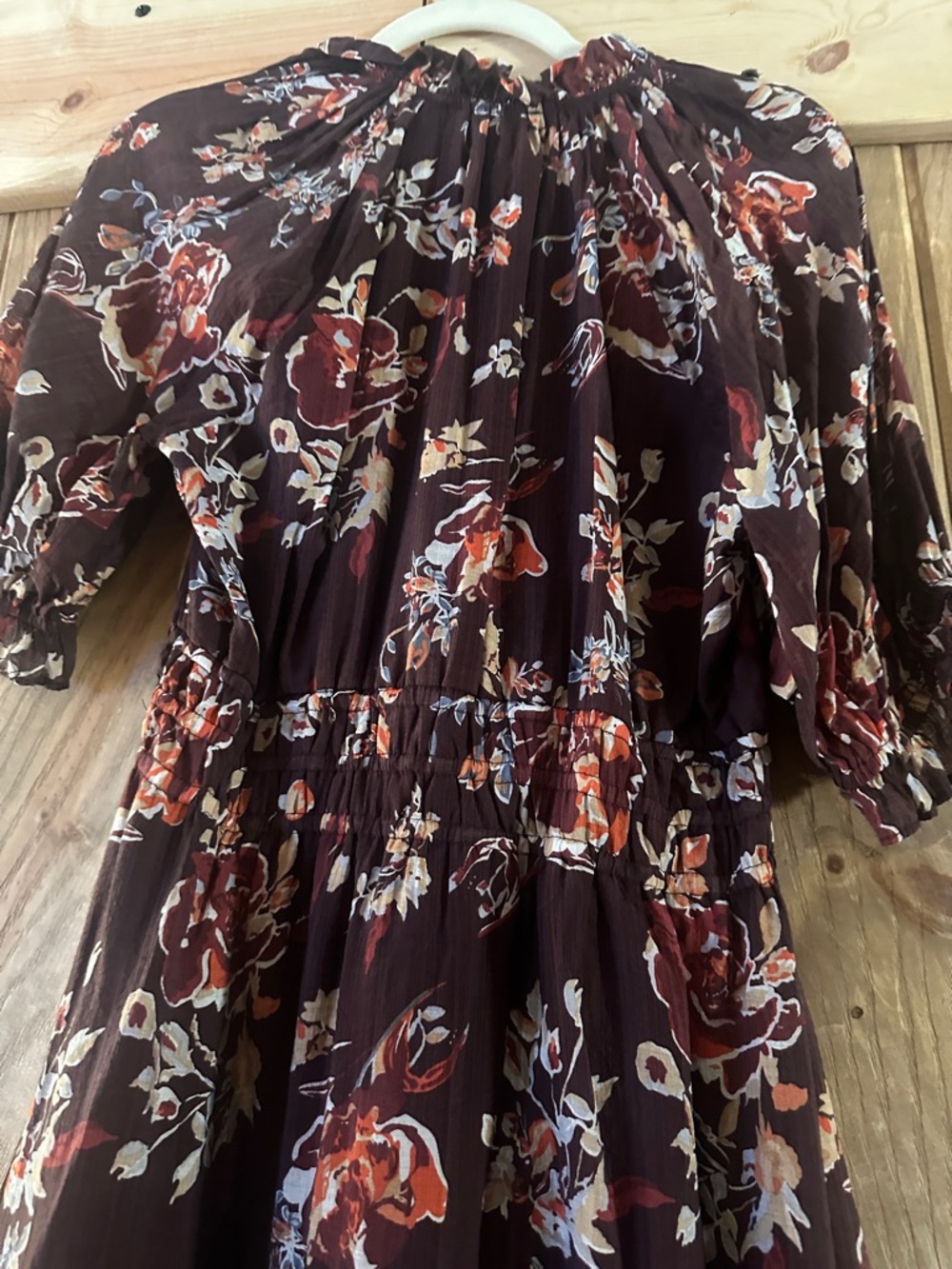 THML Burgundy Floral Ruffle-Neck Maxi - Picture 9 of 9